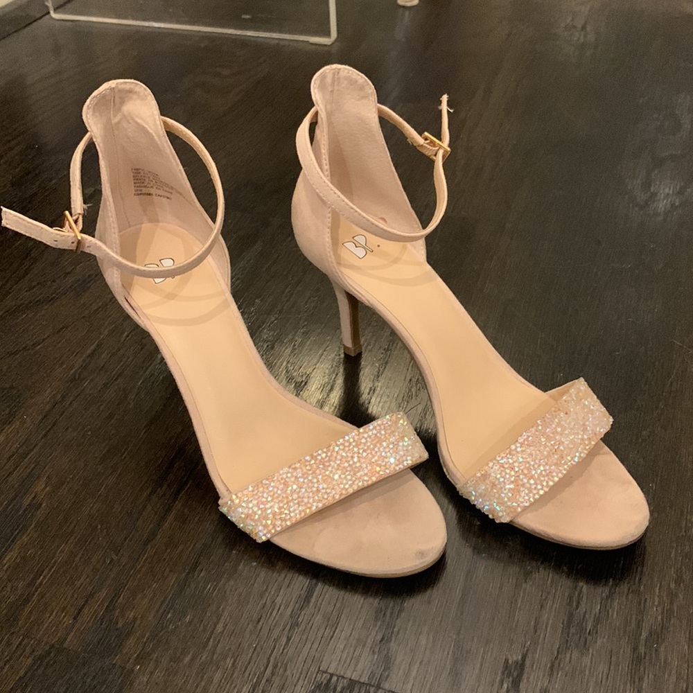 BP Nordstrom Nude Nudist Sparkly Heels Shoes Size 10